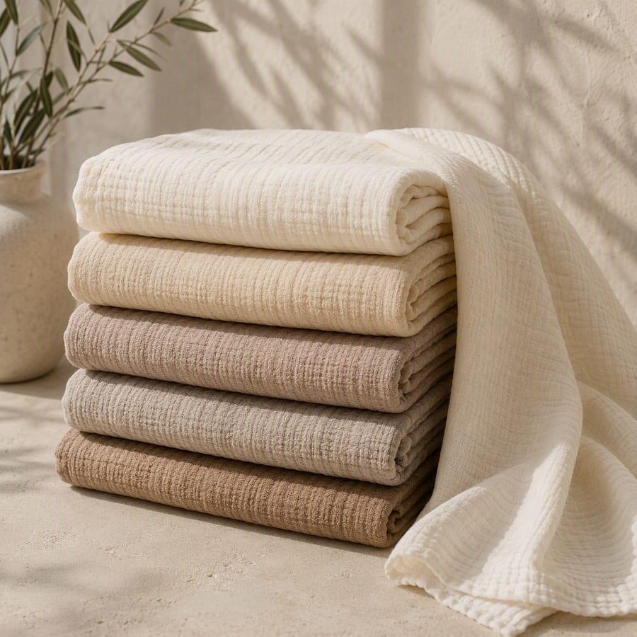 Stacked muslin blankets
